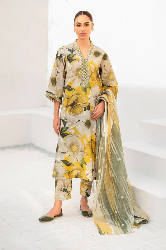 BAROUQE-3PC KARANDI PRINTED SHIRT WITH KARANDI PRINTED DUPATTA AND TROUSER