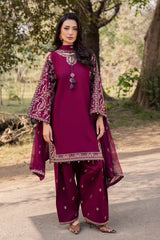 3PC DHANAK EMBROIDERED SHIRT WITH CHIFFON EMBROIDERED DUPATTA AND EMB TROUSER