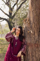 3PC DHANAK EMBROIDERED SHIRT WITH CHIFFON EMBROIDERED DUPATTA AND EMB TROUSER