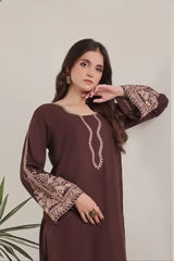3PC DHANAK EMBROIDERED SHIRT WITH COURTRAI PRINTED SHAWL AND TROUSER