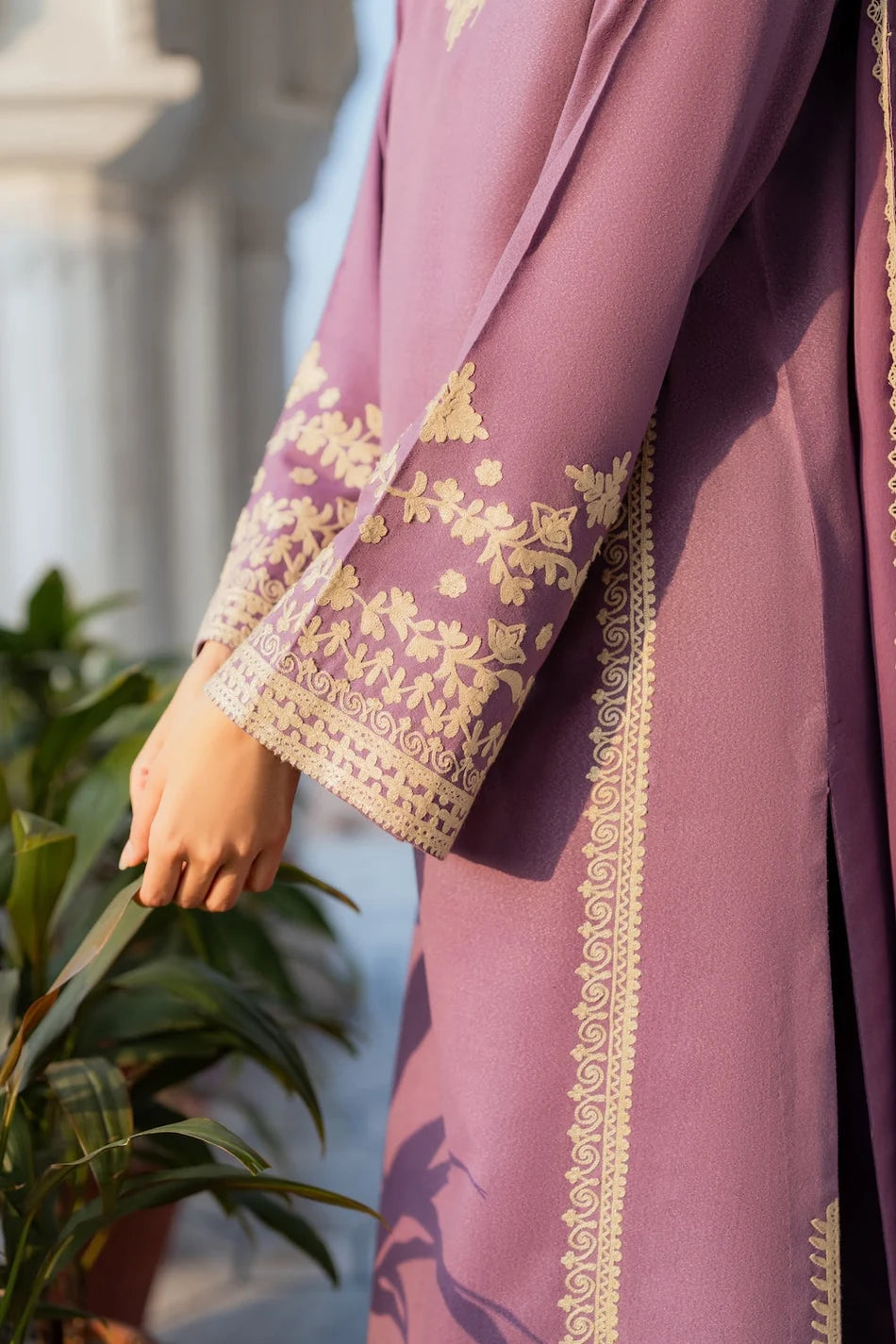MIRANA-3PC RAW SILK EMBROIDERED SHIRT WITH SOFT SILK DUPATTA AND TROUSER
