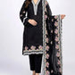 Heavy Schiffli Embroidered Black Lawn Dress for EID with Emb. Chiffon Dupatta