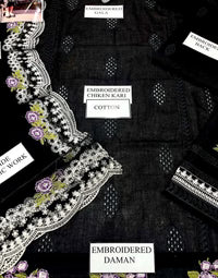 Heavy Schiffli Embroidered Black Lawn Dress for EID with Emb. Chiffon Dupatta