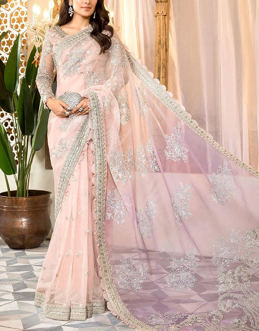 Luxury Embroidered with Handwork NET Saree