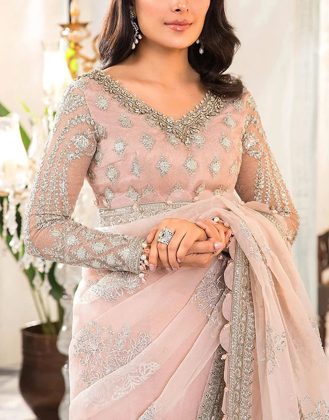 Luxury Embroidered with Handwork NET Saree