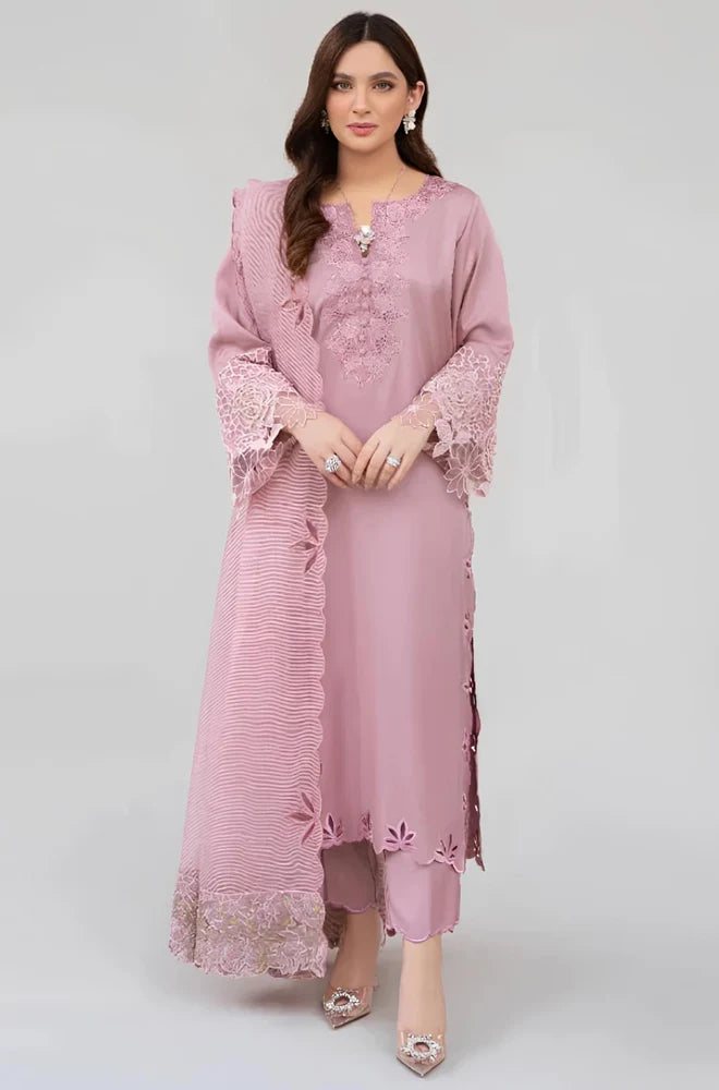 Zarqash -SUMMER Lawn Unstitched 3 Piece Embroidered Dress with Embroidered Organza Duppatta