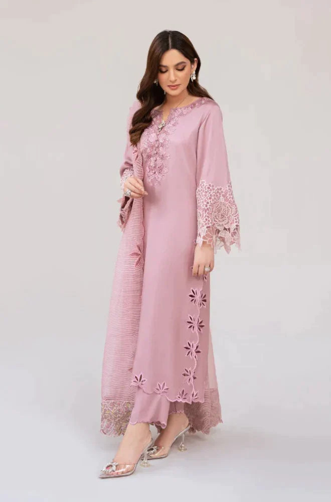 Zarqash -SUMMER Lawn Unstitched 3 Piece Embroidered Dress with Embroidered Organza Duppatta
