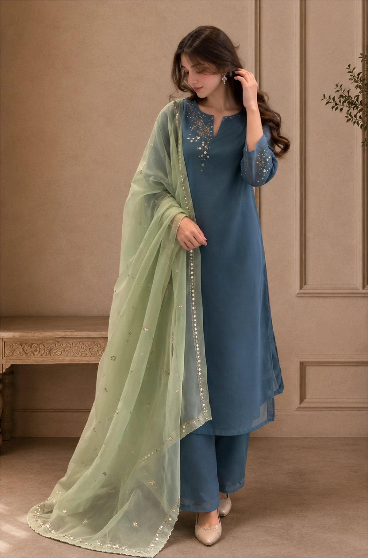Bunaai - Summer-3PC Lawn Embroidered Suit